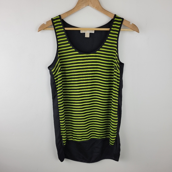 MICHAEL KORS Green and Black Stripe Blouse - Picture 2 of 7